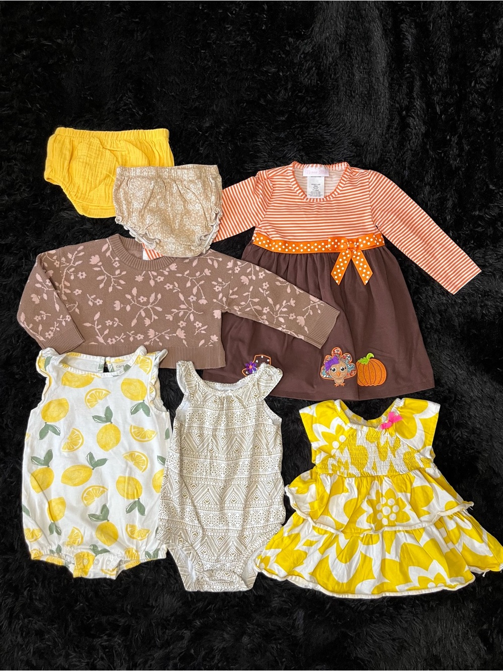 COTTON 18-24 Months Girl YELLOW ORANGE 7 Piece Bundle